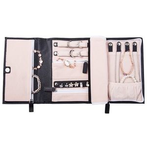 Black Vegan Leather Jewelry Organizer